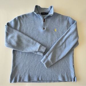 Polo by Ralph Lauren 100% Cotton 1/4 Zip Boxy Light Blue Color MEDIUM